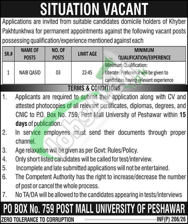 PO Box 759 Peshawar Jobs 2026 Latest | www.khyberpakhtunkhwa.gov.pk PO Box 759 Peshawar Jobs