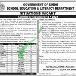 School Education and Literacy Department Sindh Jobs