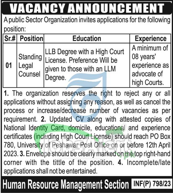 PO Box 780 University of Peshawar