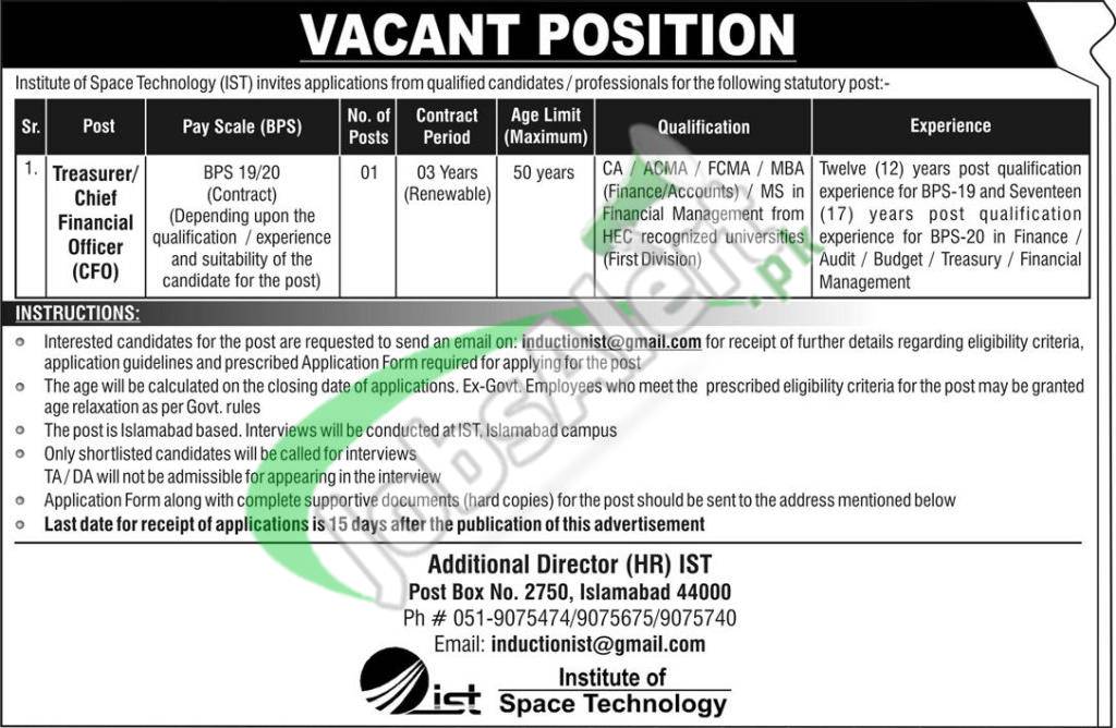 www.ist.edu.pk Jobs 2023 Islamabad For Faculty Staff Application Form Download Online www.ist.edu.pk Jobs