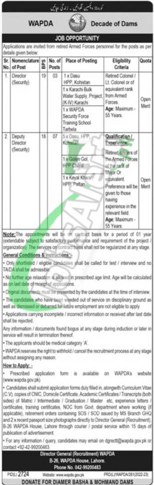 WAPDA Pakistan Jobs 2023 Apply Online Current Employment Offers