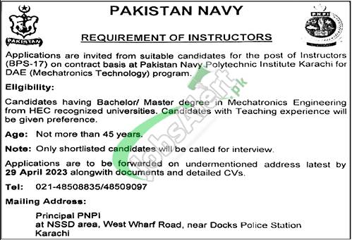 Pak Navy Civilian Jobs