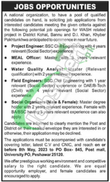 PO Box 845 Peshawar Jobs