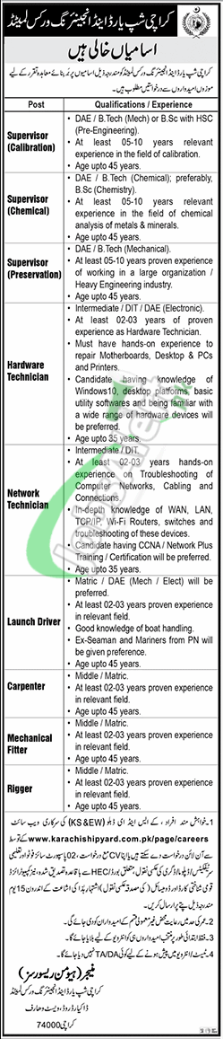 Karachi Shipyard Jobs