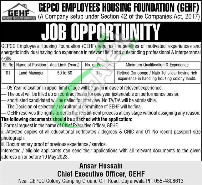 GEPCO Employees Housing Foundation Jobs