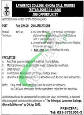 Lawrence College Murree Jobs