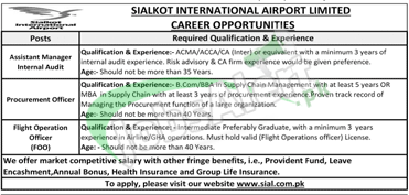 Sialkot International Airport Jobs