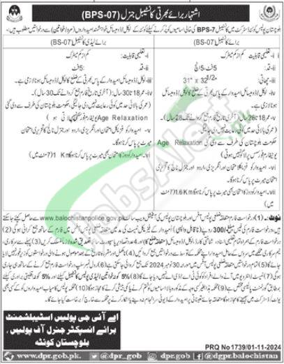 Balochistan Police Jobs