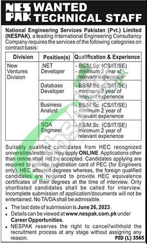 NESPAK Online Apply Jobs