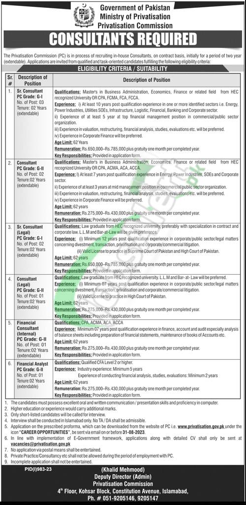 Ministry of Privatization Jobs
