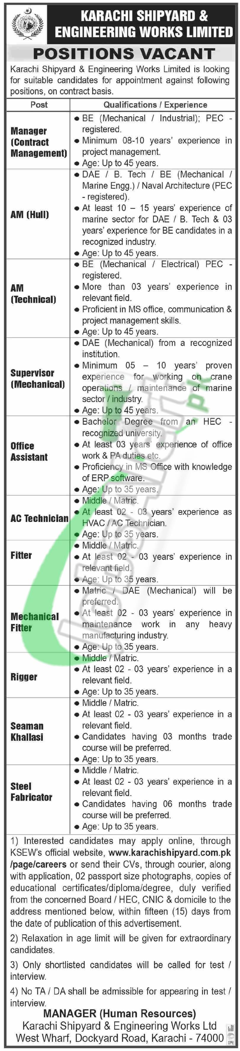 Karachi Shipyard and Engineering Works Jobs