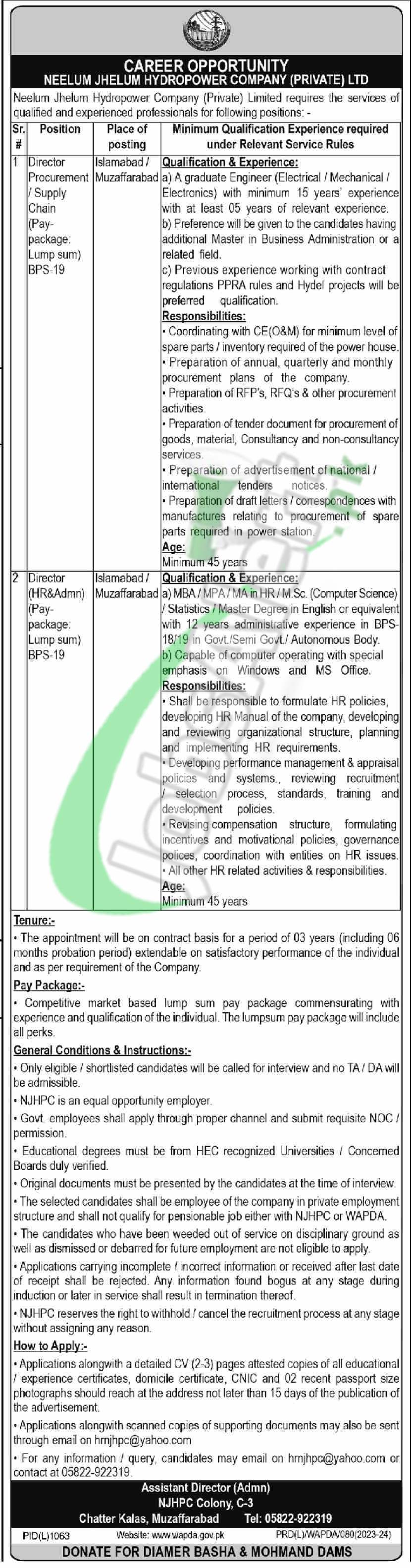 Neelum Jhelum Hydropower Project Jobs