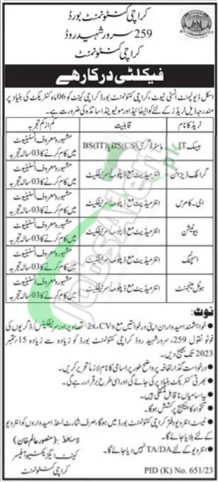 Karachi Cantonment Board Jobs
