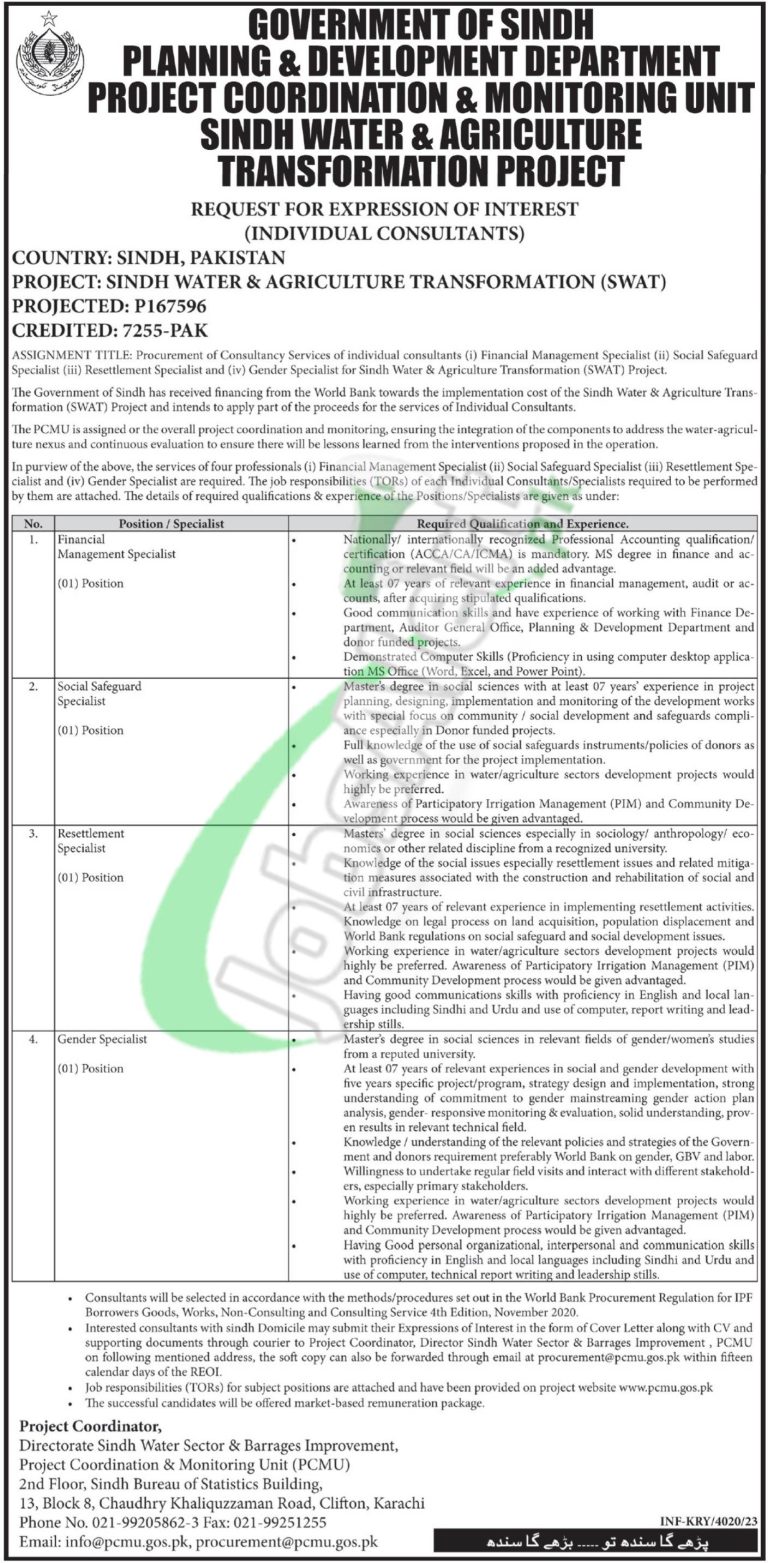 Planning & Development Department Sindh Jobs 2023 Current Vacancies