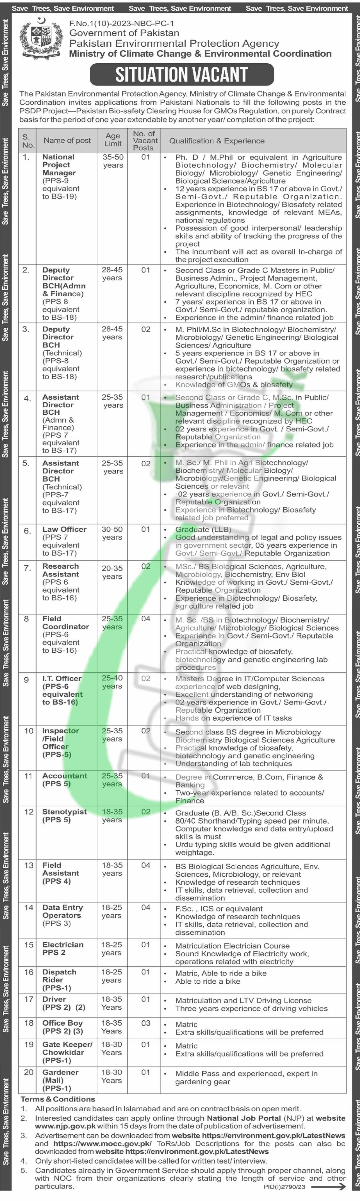 Pakistan Environmental Protection Agency Jobs