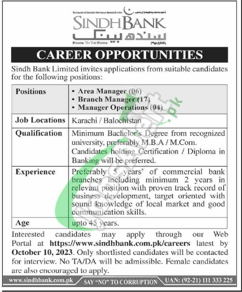 Sindh Bank Jobs