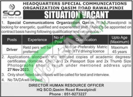 Headquarters Special Communication Organization Jobs