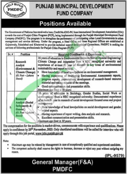 PMDFC Punjab Jobs