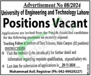 University of Engineering & Technology Lahore Jobs