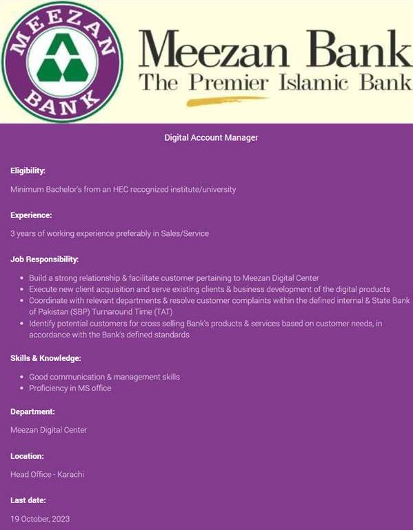 Meezan Bank Jobs