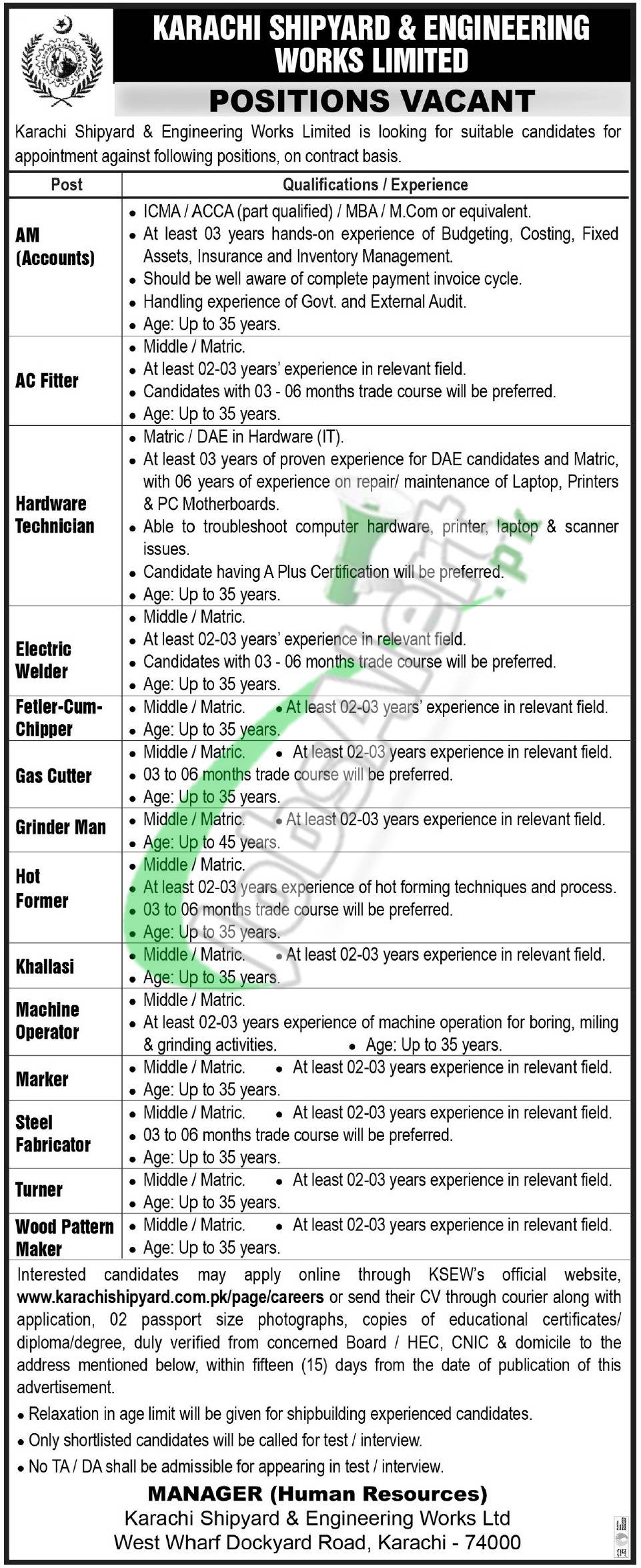 Karachi Shipyard Jobs