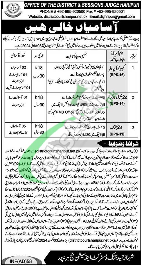 Session Court Haripur Jobs