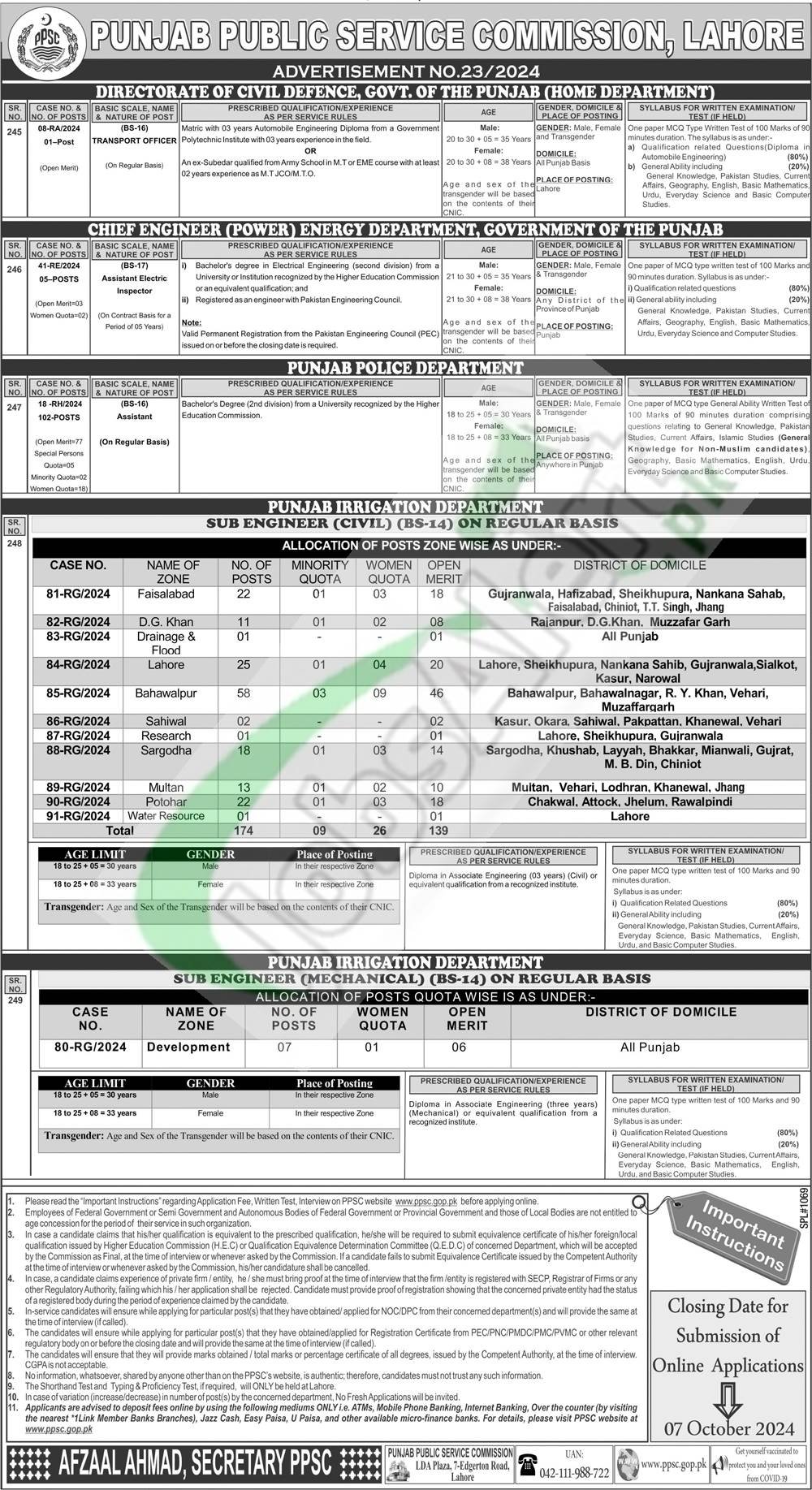 PPSC Sub Engineer Jobs