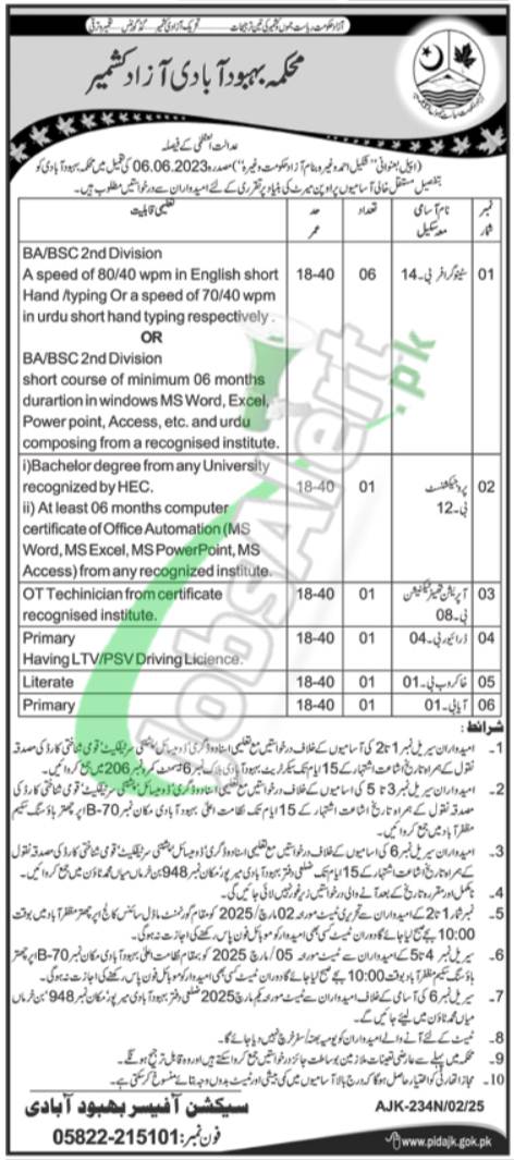 Population Welfare Department AJK Jobs