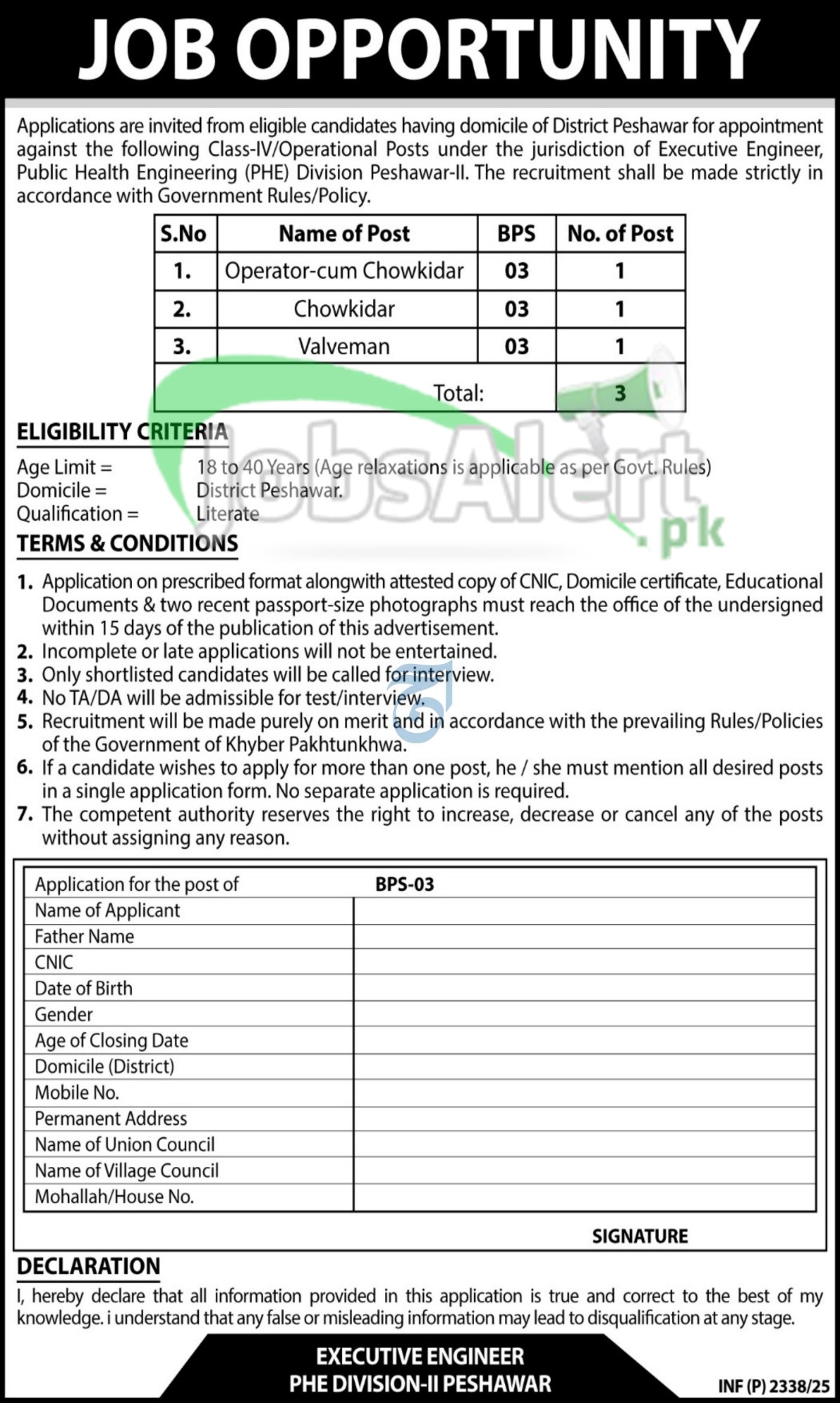Public Health Engineering Department Peshawar Jobs