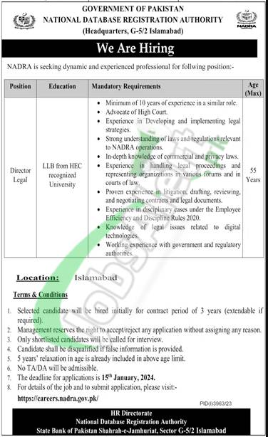 NADRA Islamabad Jobs