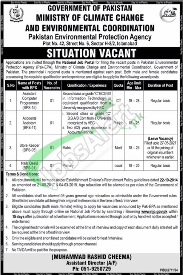 njp.gov.pk Online Apply Pak Epa Jobs 2024 Pakistan Environmental