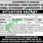 National Veterinary Laboratory Islamabad Jobs