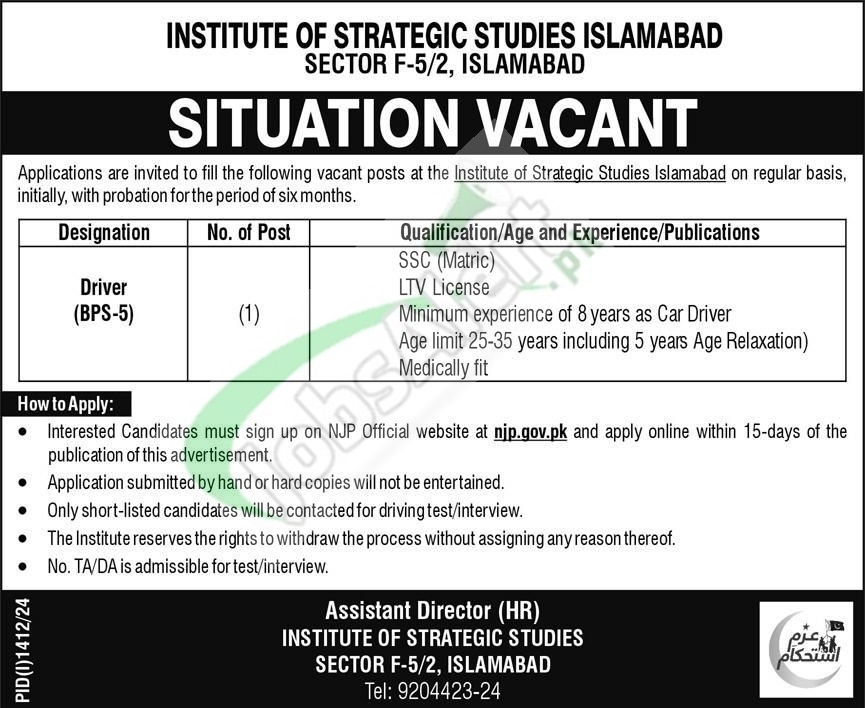 Institute of Strategic Studies Jobs