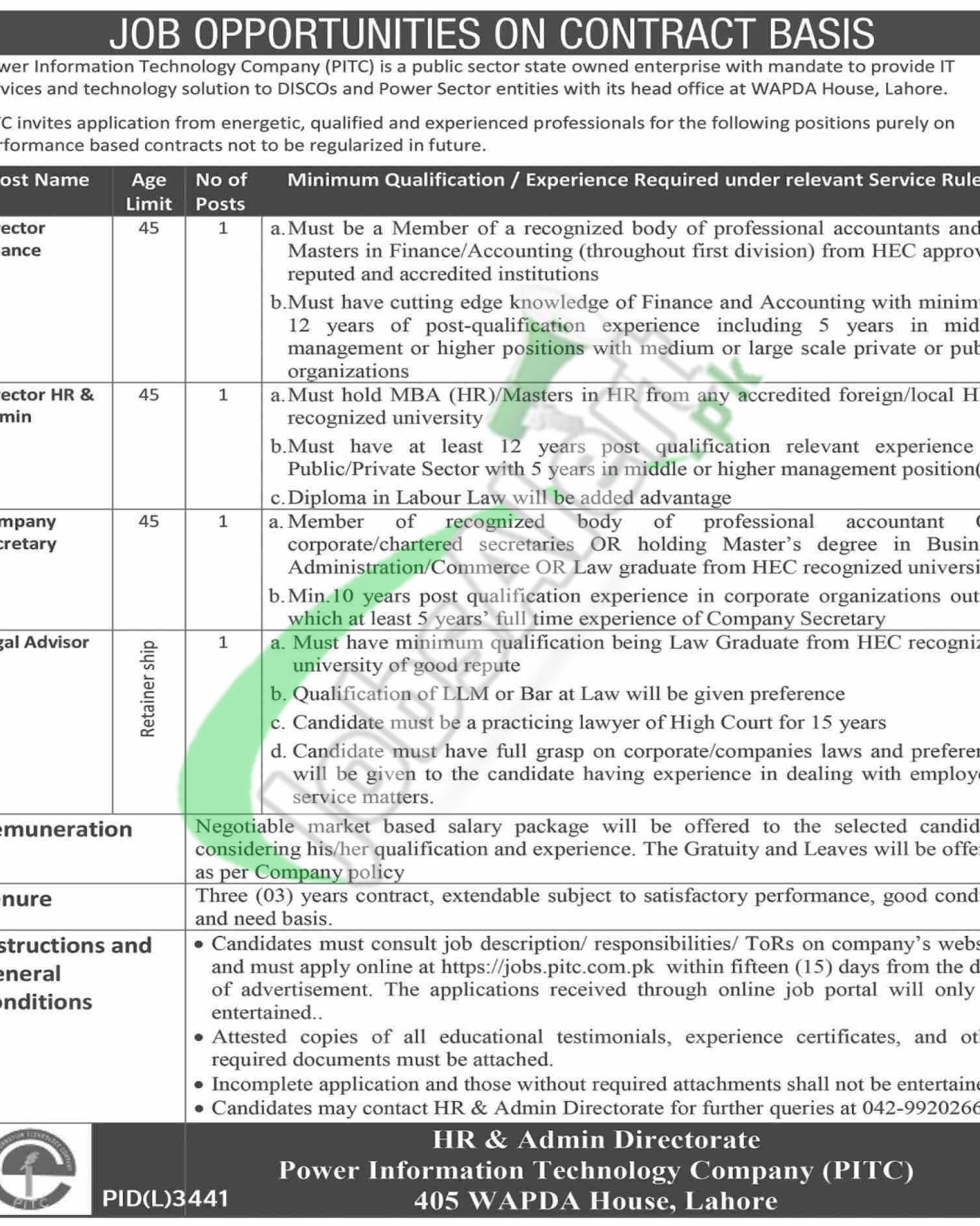 PITC WAPDA Jobs