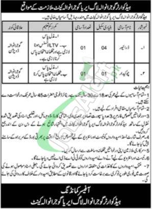 Headquarters Gujranwala Log Area Jobs