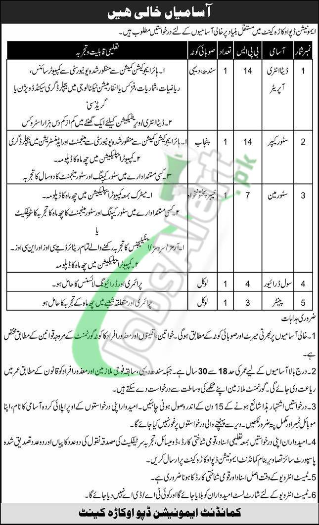 Ammunition Depot Okara Jobs