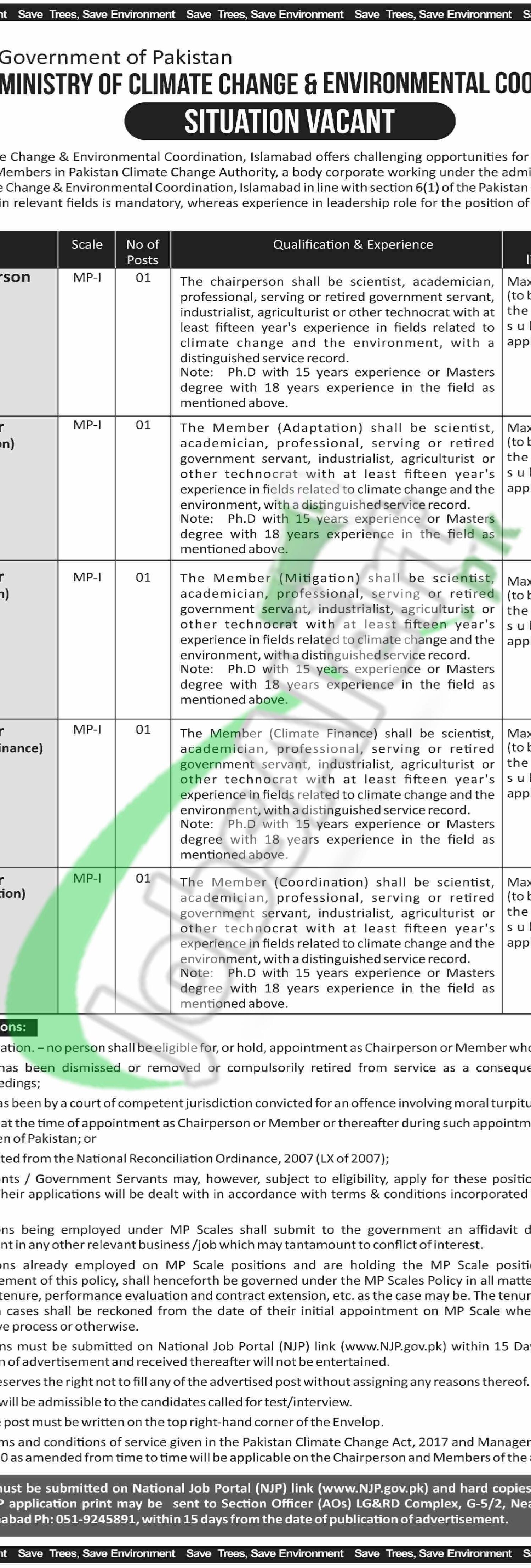 Ministry of Climate Change Jobs