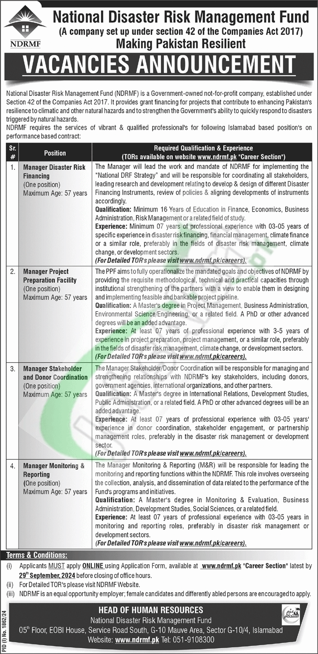 National Disaster Risk Management Fund Jobs