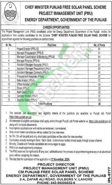 Energy Department Punjab Jobs