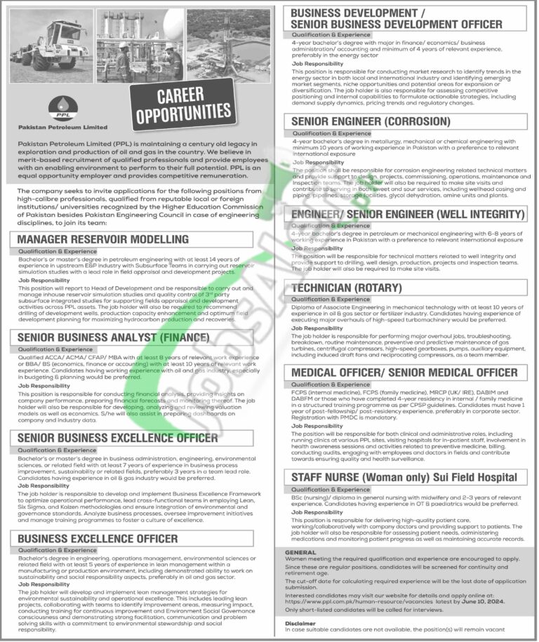 www.ppl.com.pk Online Apply for Pakistan Petroleum Limited Jobs 2024