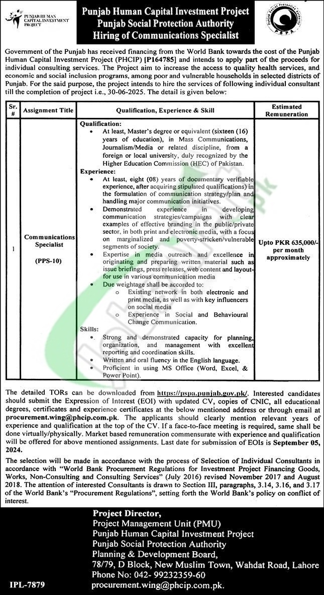 Punjab Social Protection Authority Jobs