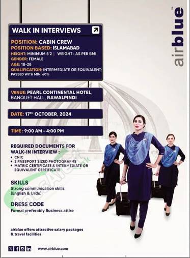 Air Blue Cabin Crew Jobs