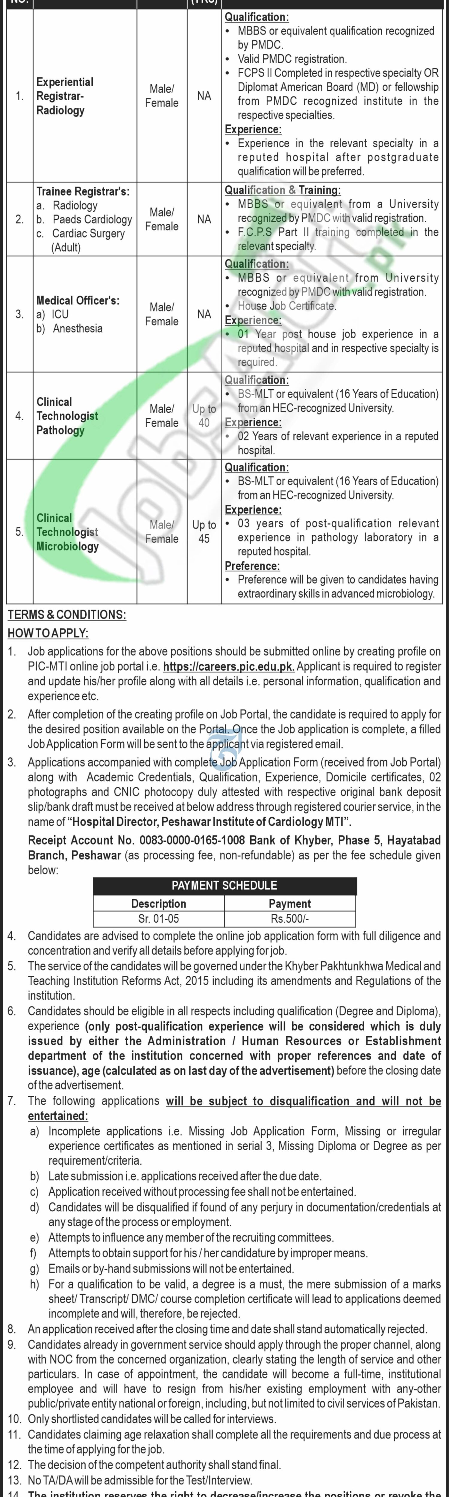 PIC Peshawar Jobs