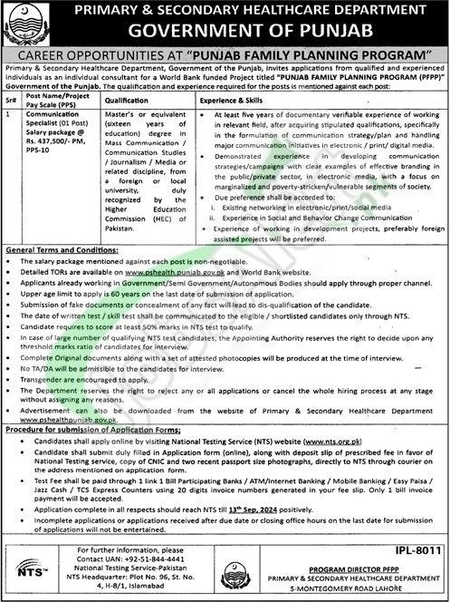 Primary and Secondary Healthcare Department Jobs