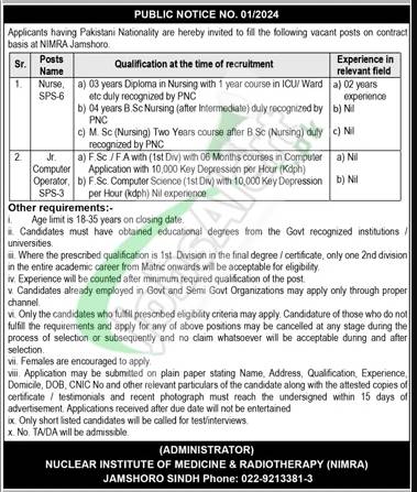 NIMRA Hospital Jamshoro Jobs