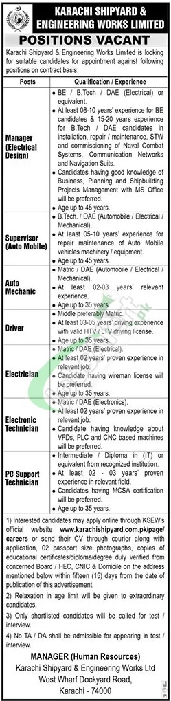 Karachi Shipyard Jobs