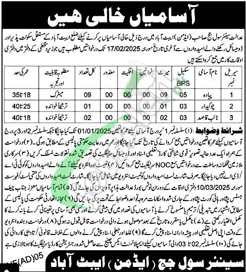 Civil Court Abbottabad Jobs