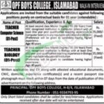 OPF Boys College Islamabad Jobs