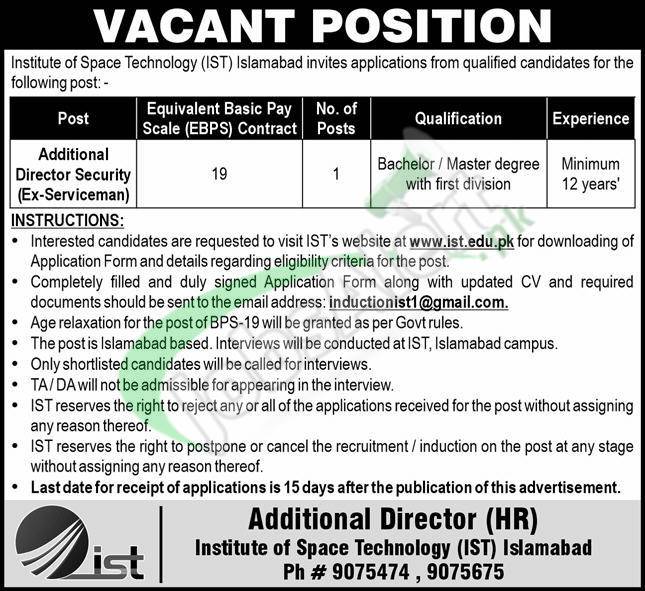 www.ist.edu.pk Jobs