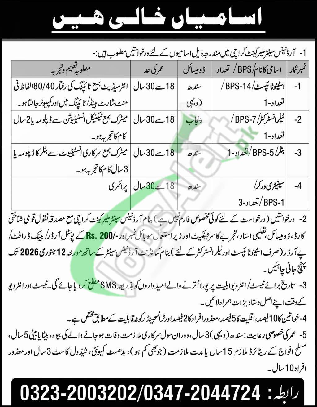 Pak Army Ordnance Centre Malir Cantt Karachi Jobs 2026 Test & Interview Date Ordnance Centre Malir Cantt Jobs
